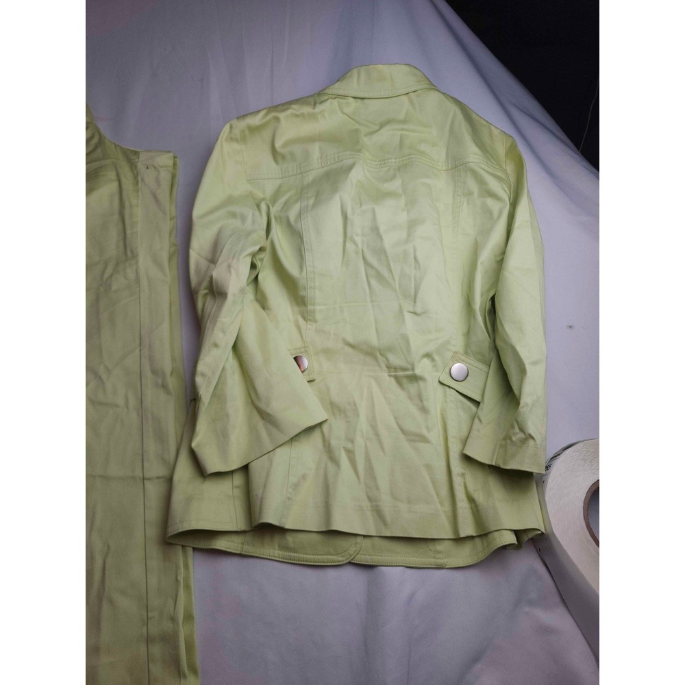 Dressbarn Lime Green Pant Suit Set 2pc Blazer Trousers Womens Size 10 - Picture 7 of 12